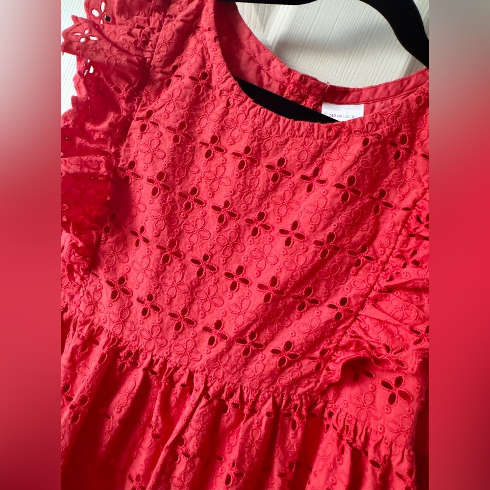 Hanna Andersson Tomato Red Eyelet Dress - Picture 2 of 4